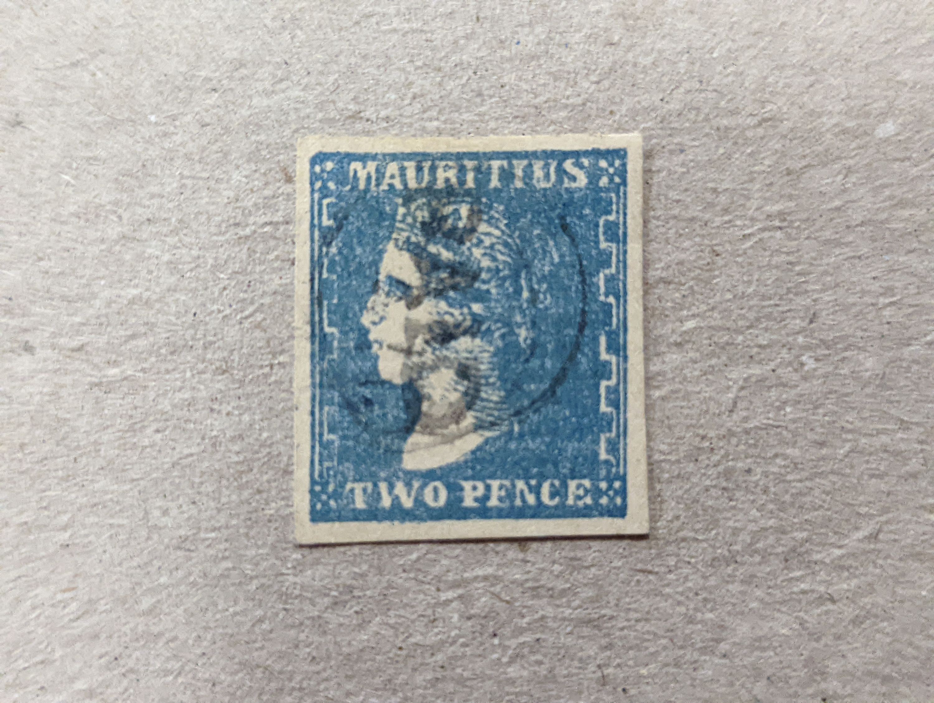 Mauritius - 5 early imperf. stamps with 1848-59 1d red post paid (sg 23), 1858 4d green, 1859 2d blue 'Lapirot' (sg 38), 1859 'Dardenne' 1d red and 2d blue, all four margins used